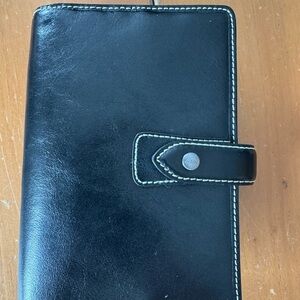 Filofax Black Leather Malden Personal Organizer-new